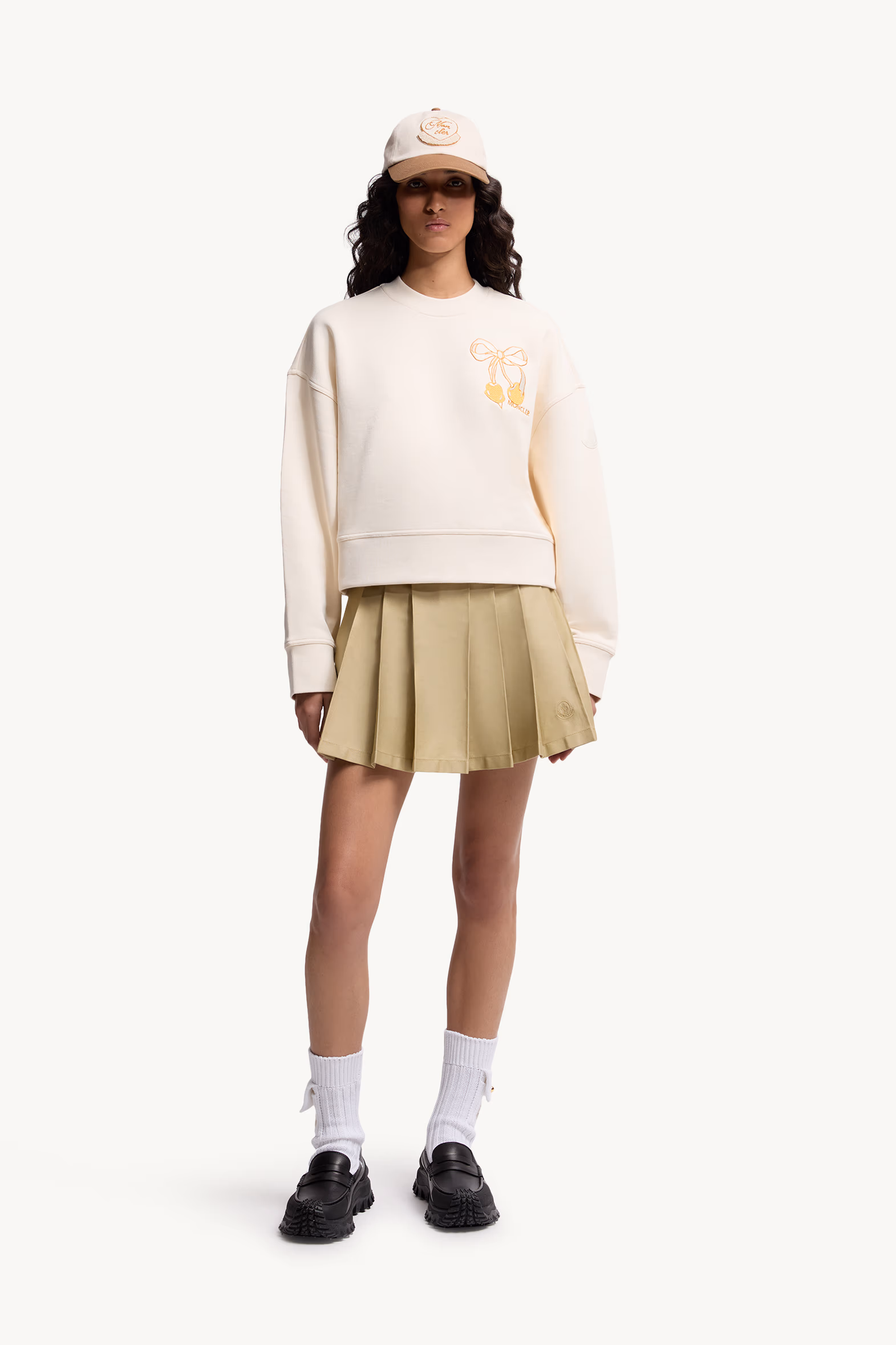 Sweat en coton brodé Femmes Blanc Ivoire Moncler 0